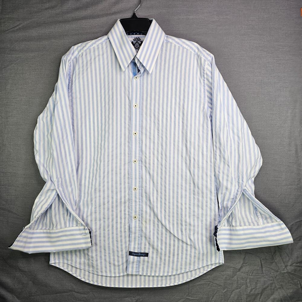 English Laundry Long Sleeve Button-Down Blue Striped 15 1/2 32/33